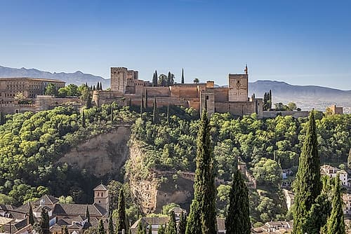 Albaicin, Province of Granada, Andalusia, Spain. Alcazar of the Alhambra. Art Print